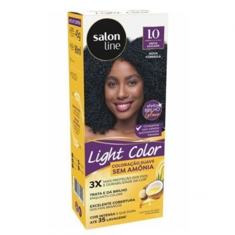 Tinta Light Color Sem Amônia 1.0 Preto Azulado Salon Line