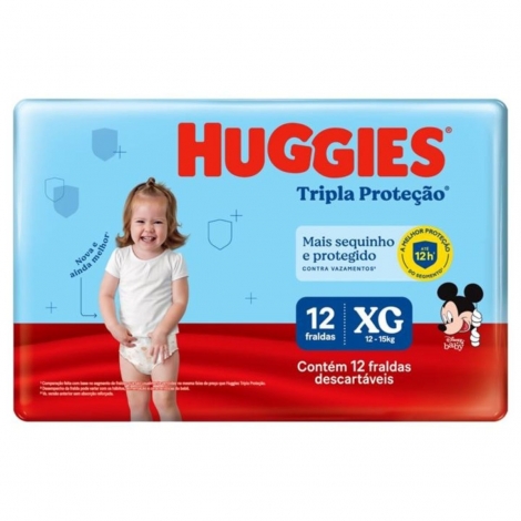Fralda Huggies Tripla Proteção Jumbinho XG 12 Unidades