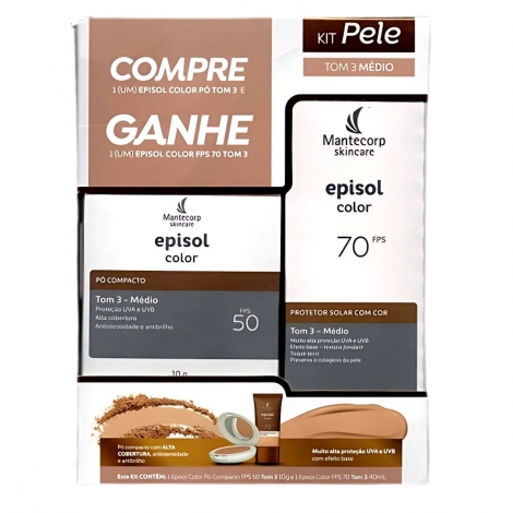 Kit Episol Color Protetor Solar FPS 70 Tom 3 Pó Tom 3 FPS 50