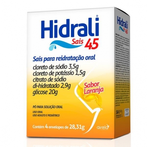 Hidrali Sais 45 Envelopes Pó Sabor Laranja 4 Unidades