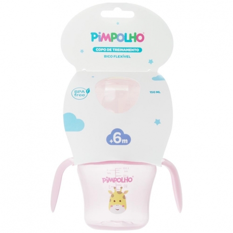 Copo de Treinamento Pimpolho Rosa Girafa 150ml – Praticidade e Conforto para os Primeiros Passos