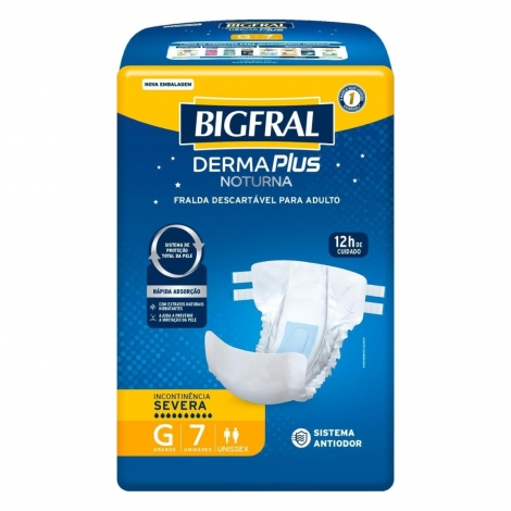 Fralda Geriátrica Bigfral Noturna Tamanho G 7 Unidades