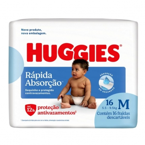 Fralda Huggies Tripla Proteção Jumbinho M 16 Unidades