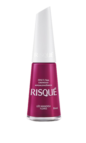 Esmalte Risqué Cremoso Léo Mandou Flores 8ml – Rosa Intenso e Charmoso