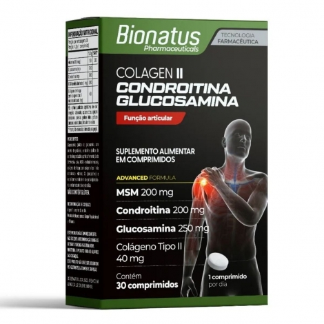 Suplemento Colagen II Condroitina Glucosamina 30 Comprimidos Sabor:Sem Sabor