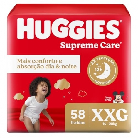 Fralda Descartável Infantil Huggies Supreme Care Tamanho XXG – 58 Unidades