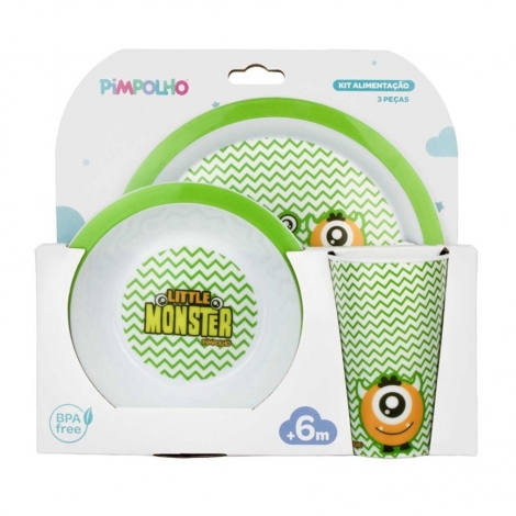 Kit Alimentação 3 Peças Pimpolho Verde Monstrinhos – Diversão e Praticidade nas Refeições do Bebê