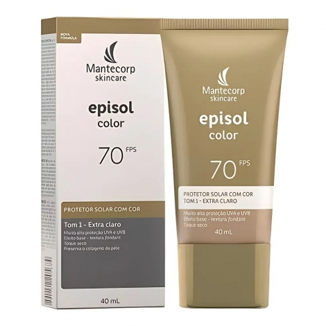 Protetor Solar Facial Episol Color FPS70 Pele Extra Clara 40g