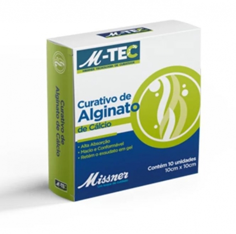 Curativo Alginato de Cálcio M-Tec 10x10cm – Cicatrização Avançada e Absorção