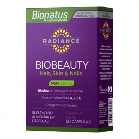 Suplemento Radiance Biobeauty Hair, Skin & Nails 60 Cápsulas Sabor:Sem Sabor