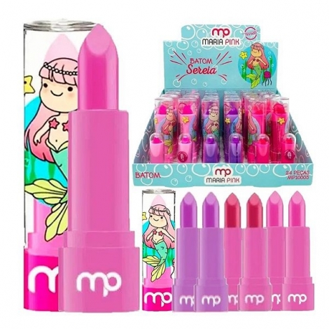 Batom Infantil Maria Pink Sereia – Cores Divertidas e Seguras