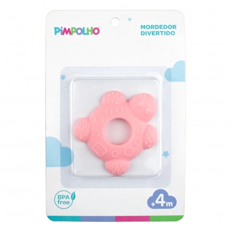 Mordedor Infantil Pimpolho Tartaruga Rosa – Alívio e Diversão na Fase da Dentição