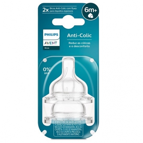 Bico de Mamadeira Avent Anti-Colic Fluxo Rápido 6m+ – 2 Unidades