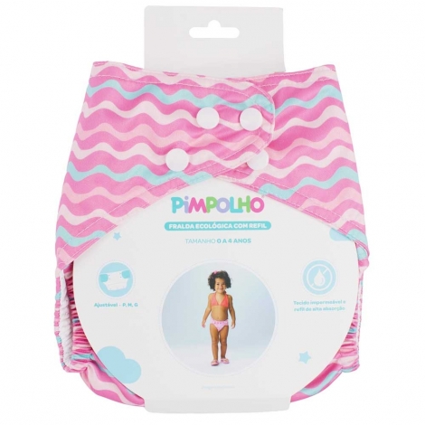 Fralda Ecológica Crafil Pimpolho Rosa Listras – Conforto e Sustentabilidade para Bebês de 0 a 4 Anos