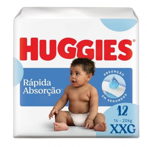 Fralda Huggies Rápida Absorção XXG 12 Unidades