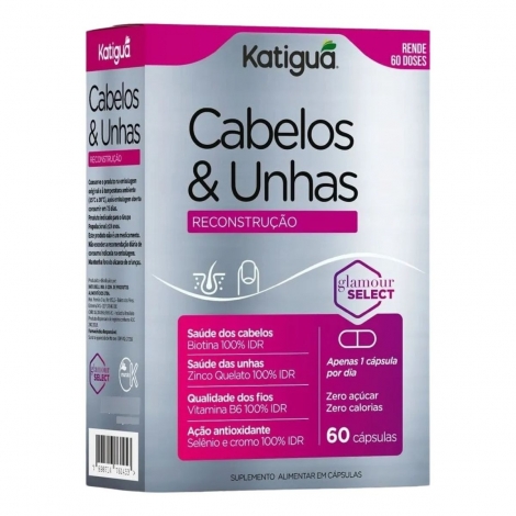 Suplem. Alim. Reconstrução de Cabelos & Unhas 60Cáps Katiguá Sabor:Sem Sabor