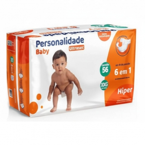 Fralda Personalidade Baby Ultra Sec XXG 56 Unidades