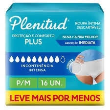 Plenitud Protect Plus P/M – Roupa Íntima Descartável Unissex, 16 Unidades
