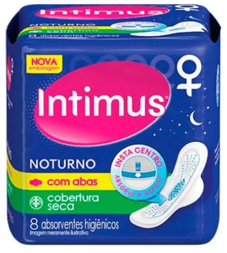 Absorvente Intimus Gel Noturno Seca c/ Abas 8un