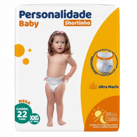 Fralda Personalidade Baby Shortinho Mega XXG 22 Unidades
