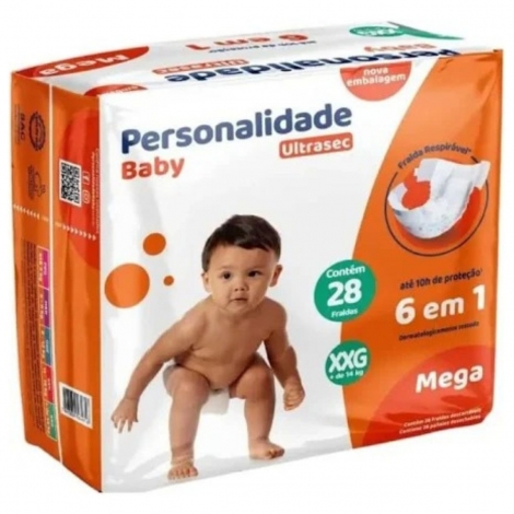 Fralda Personalidade Baby Ultra Sec Mega XXG 28 Unidades