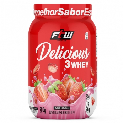 Delicious 3Whey Morango 900g – FTW