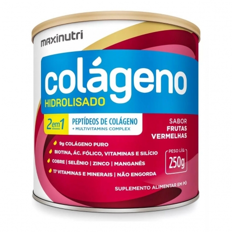 Colágeno Hidrolisado 2 Em 1 - 250g Sabor Frutas Vermelhas