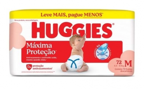 Fralda Huggies Máxima Proteção M 72 Unidades