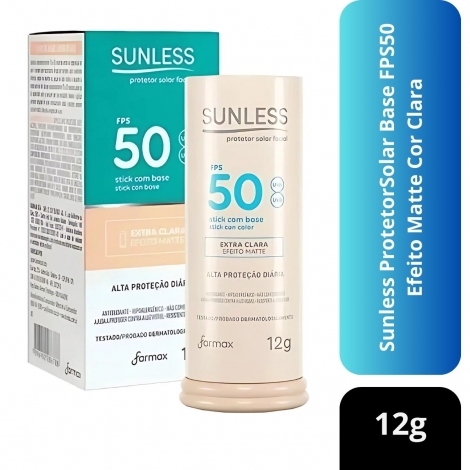 Sunless ProtetorSolar Base FPS50 Efeito Matte Cor Clara 12g