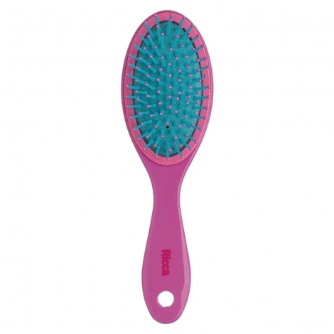 Escova Ricca Colors Oval Midi – Pink com Base Almofadada