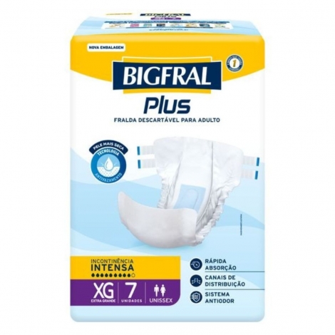 Fralda Geriátrica Unissex Bigfral Plus Tamanho XG 7 Unidades