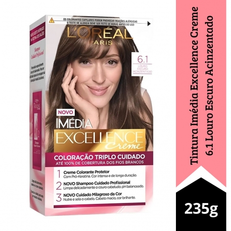Tintura Imédia Excellence Creme 6.1 Louro Escuro Acinzentado