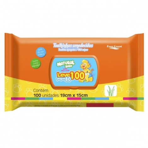 Toalha Umedecida Lenço Mãe Filho Natural Baby 100 Unidades